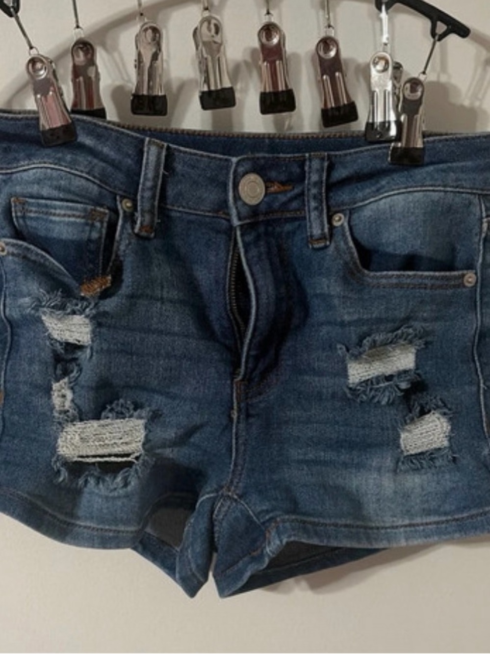 ASOS Dark Blue Distressed Denim Cutoff Shorts